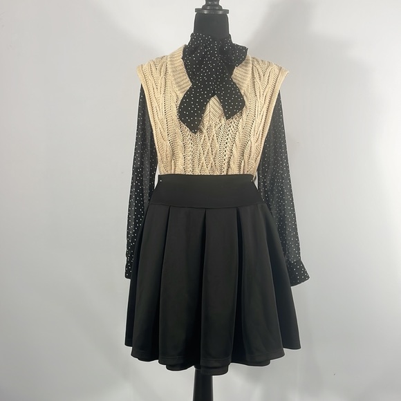 Ivory Sweater Vest,Knit Sweater Vest,Sleeveless Casual Knit,V neck,long,small - Picture 10 of 11